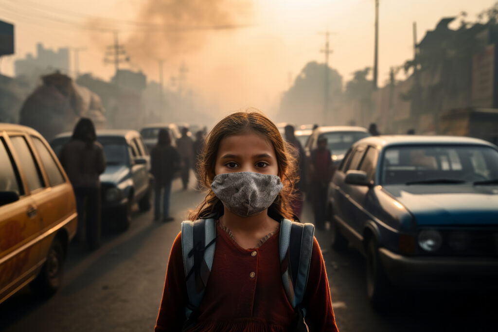 Delhi AQI very poor in October 2024 with smog covering the city and residents wearing masks to combat air pollution