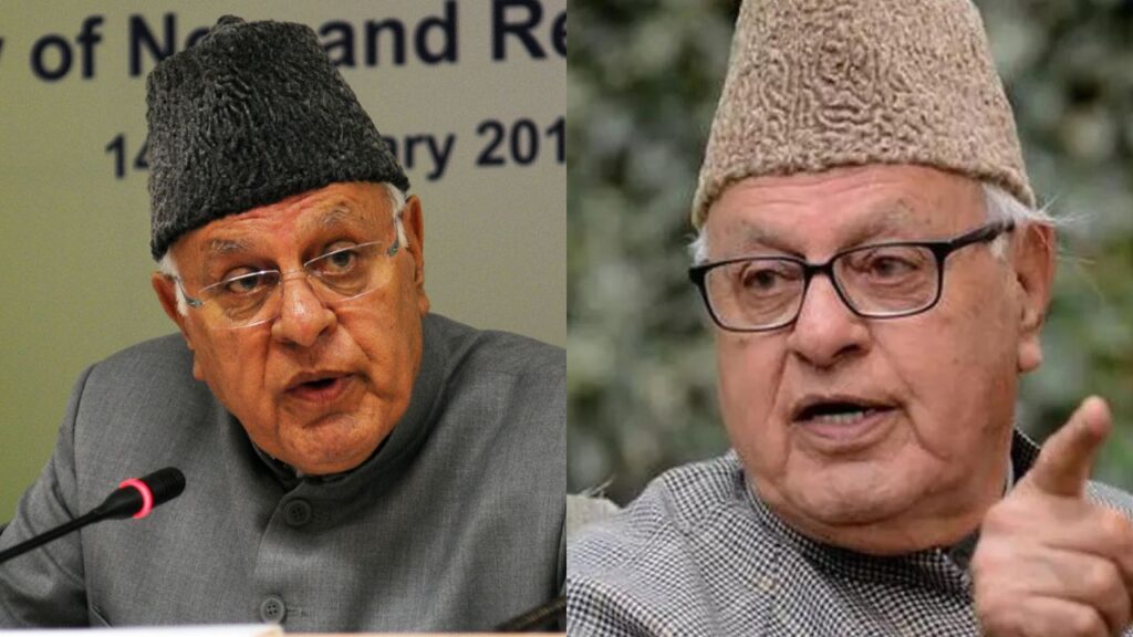 Farooq Abdullah condemning terrorism after Gagangir attack, declares "Kashmir Pakistan nahi banega," emphasizing peace and India's sovereignty