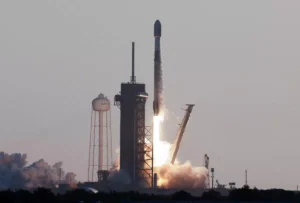 SpaceX Falcon 9 rocket launching India's GSAT-20 communications satellite to enhance broadband and remote connectivity.