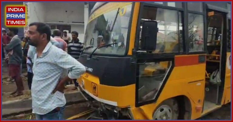 19 Students Injured as Cement Mixer Rams into School Bus on Rajiv Highway in Siddipet
